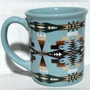 Pendleton Ceramic Mug with Southwestern Design - Blue and Brown